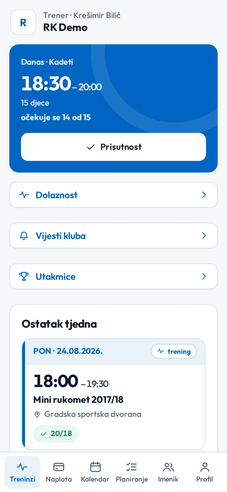 Trener — početna