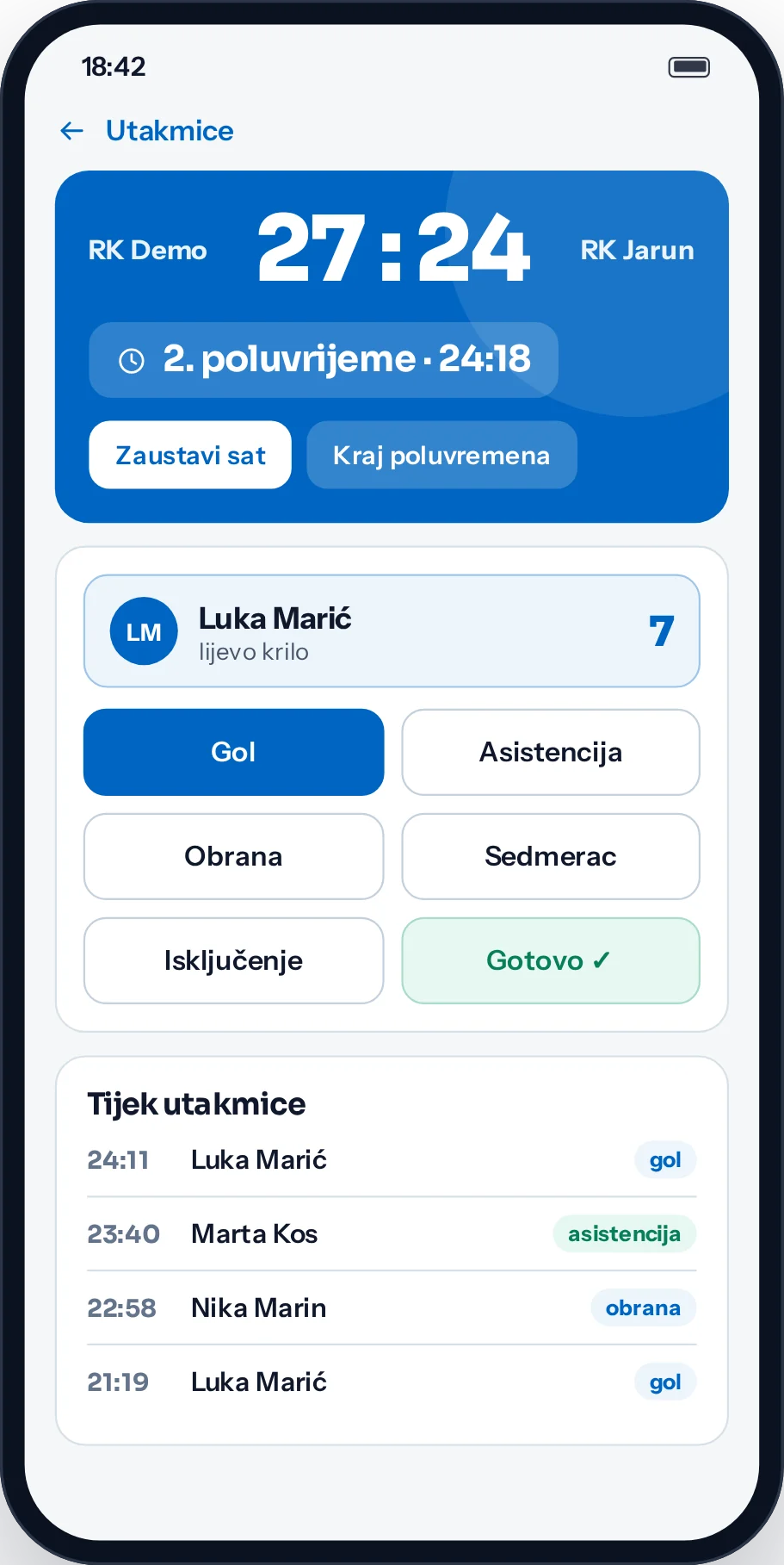 Zapisnik uživo na telefonu